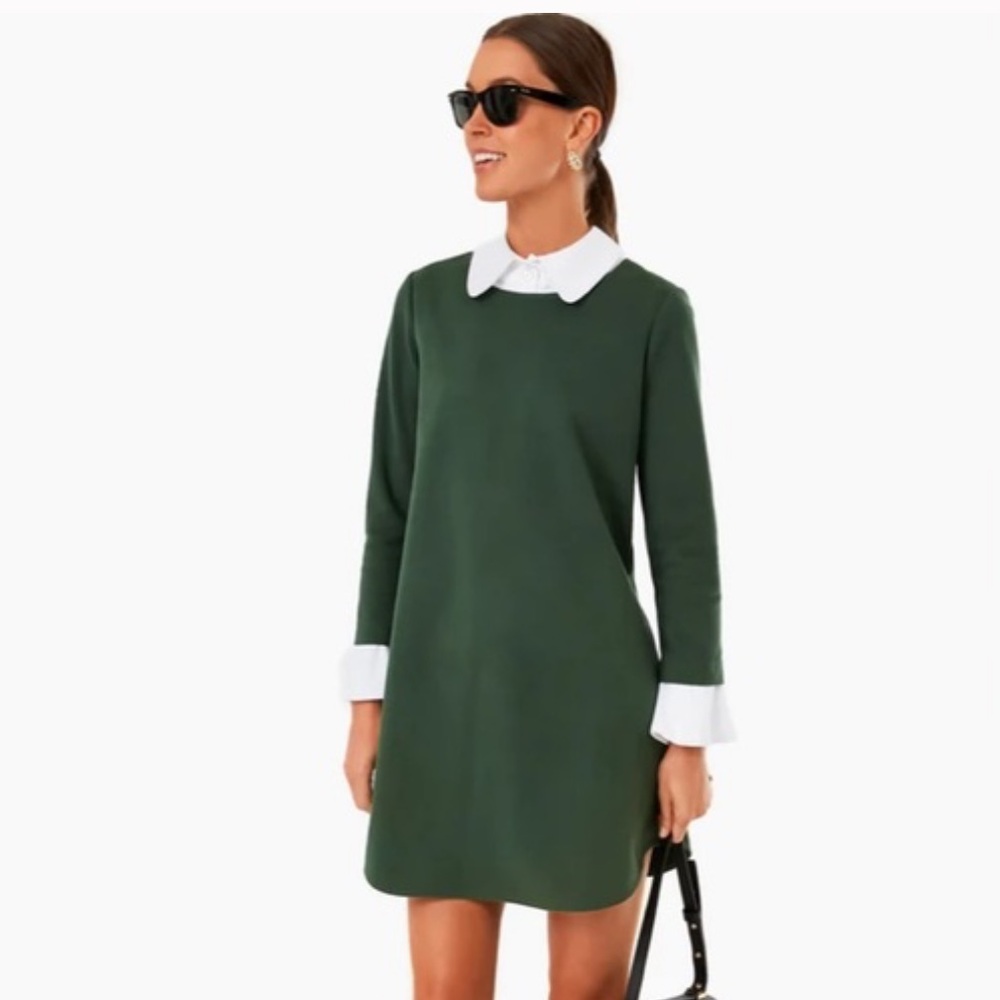 TUCKERNUCK • English Ivy Dakotah Green Collared Curved Hem Dress- M